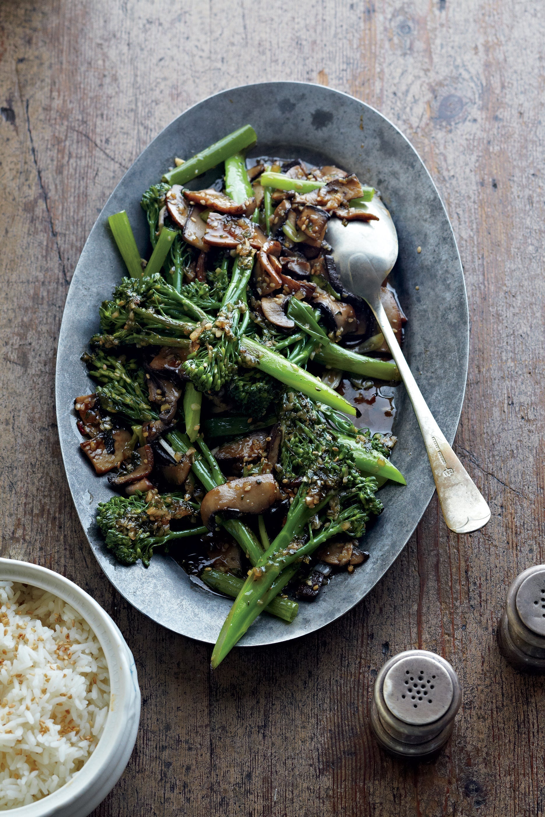Mushroom, Spring Onion, and Broccolini Stir-Fry
