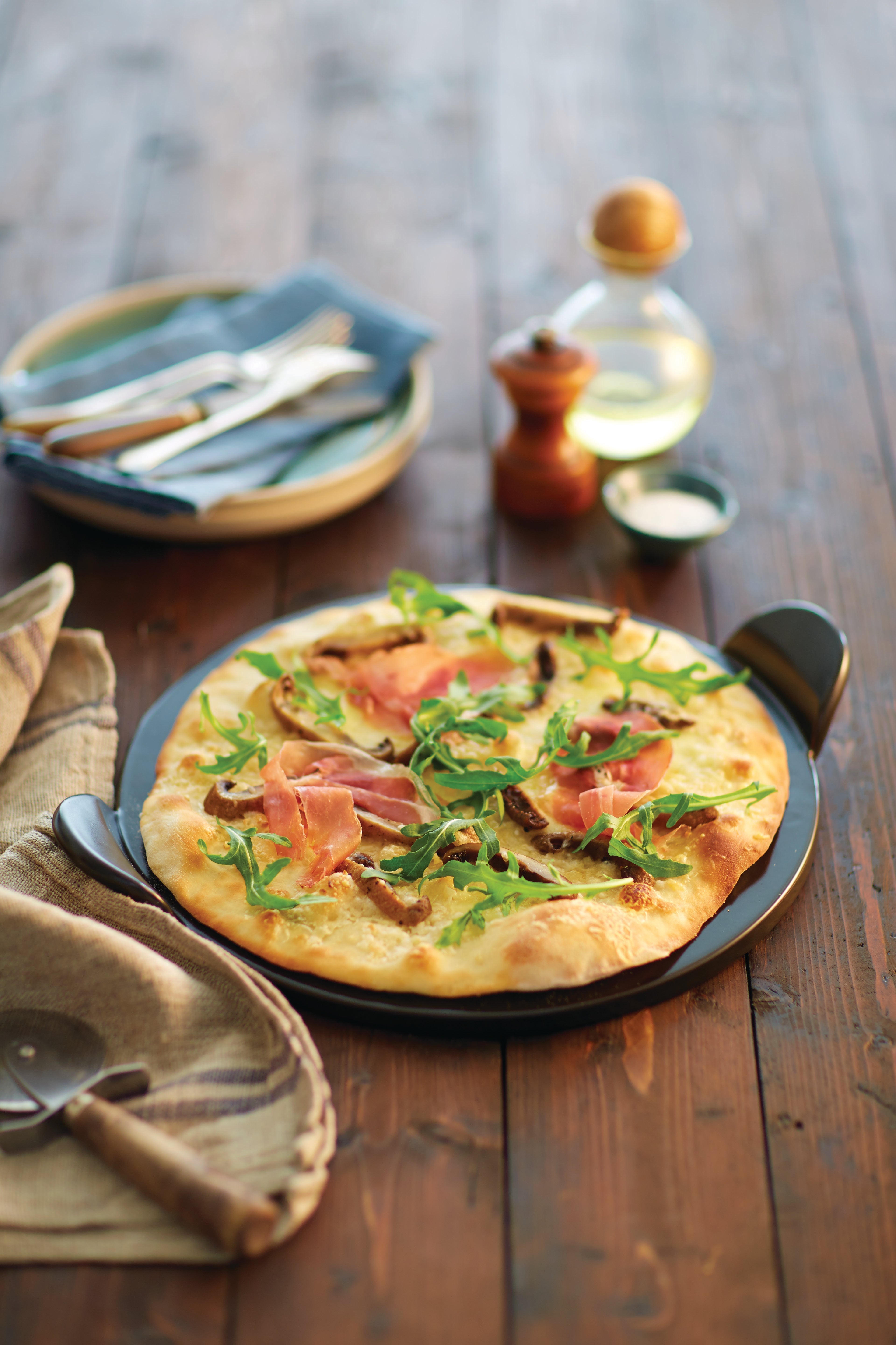 Portobello Mushroom Pizza with Prosciutto and Rocket