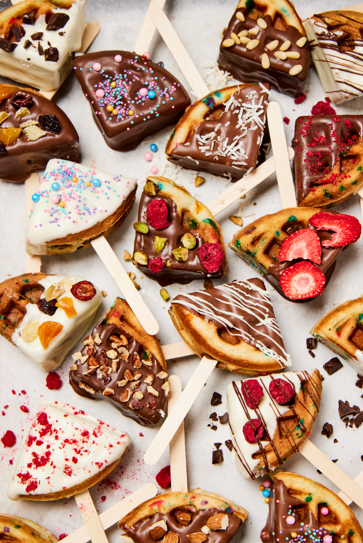Birthday Cake Waffle Pops