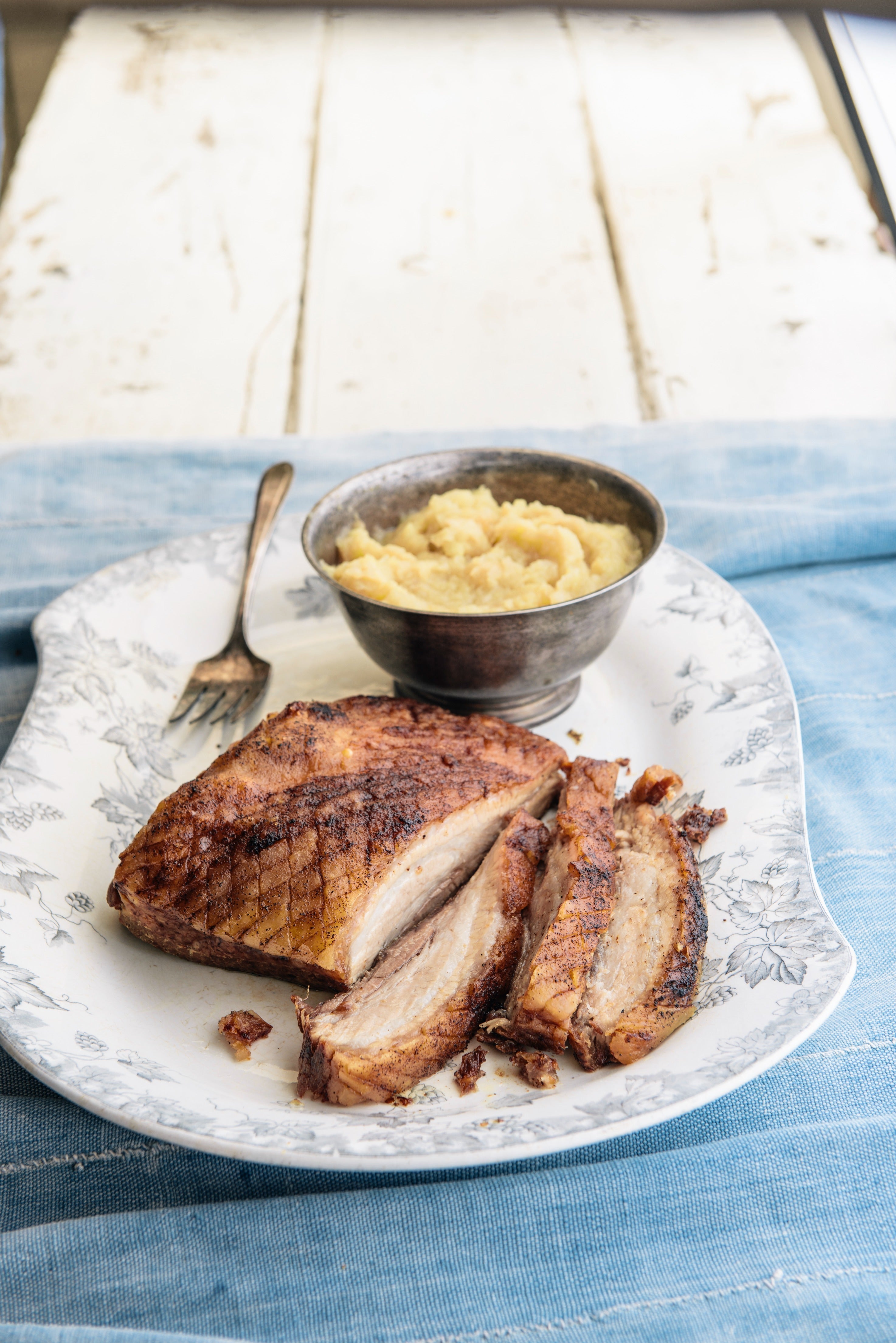 Roasted Pork Belly with Homemade Applesauce