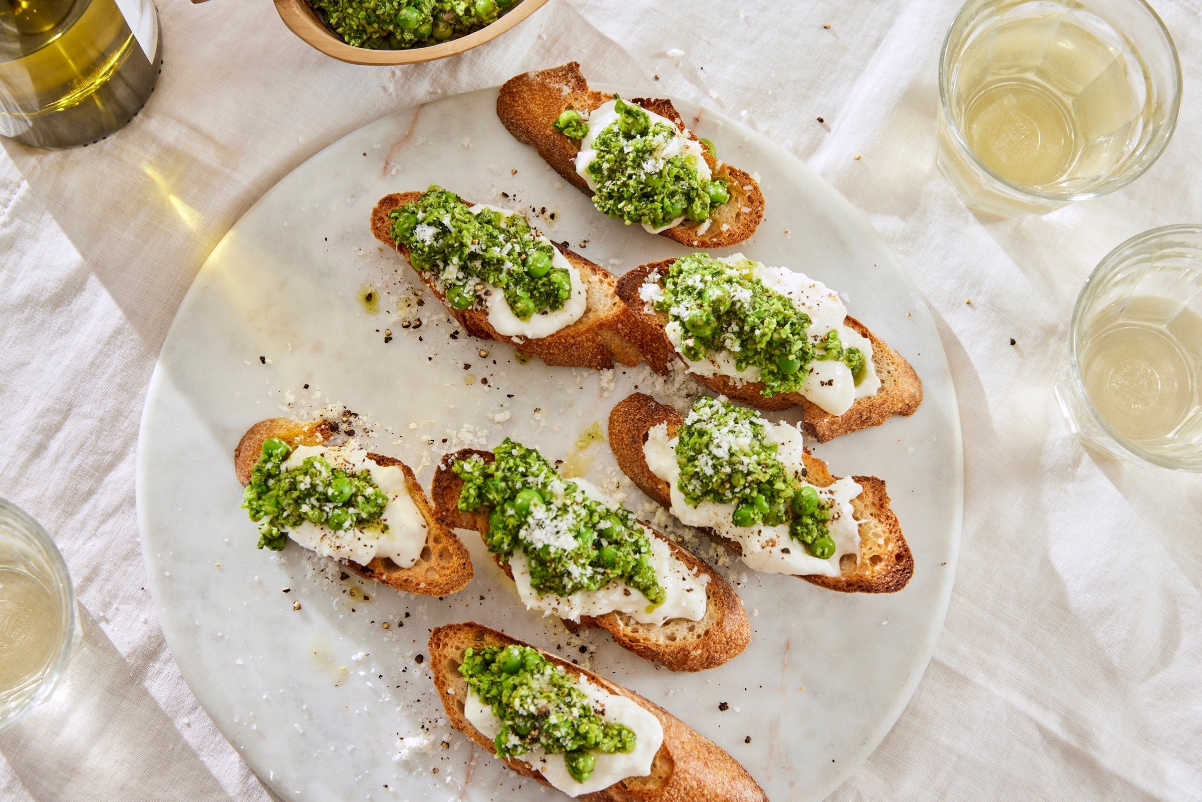 Pea Pesto Crostini