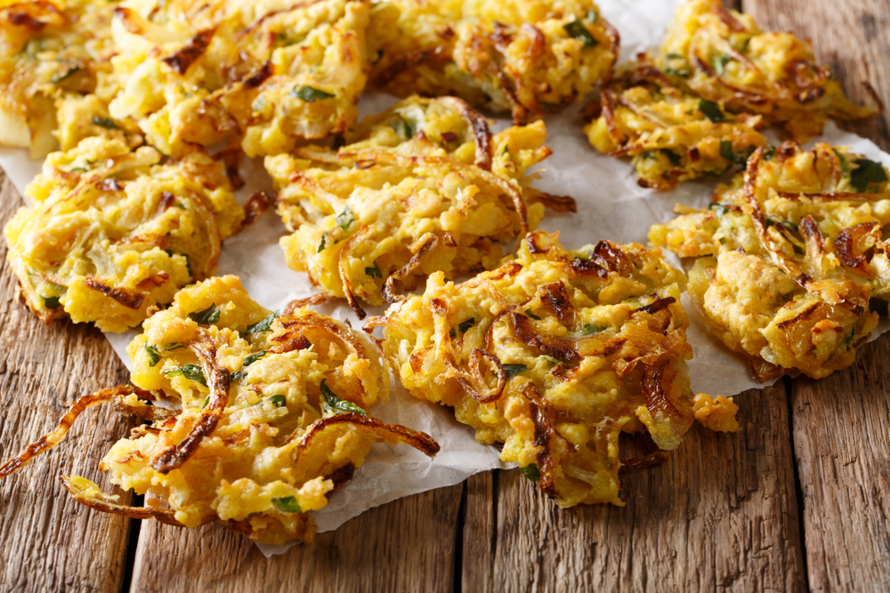 Spiced Onion Fritters (Onion Bhaji) with Herb Chutney